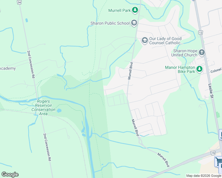 map of restaurants, bars, coffee shops, grocery stores, and more near 41 Hackett Street in East Gwillimbury