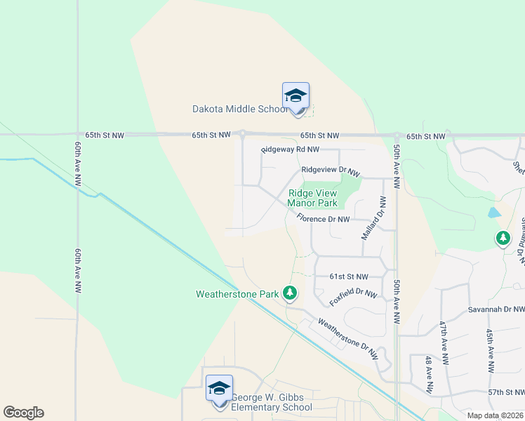 map of restaurants, bars, coffee shops, grocery stores, and more near 5404 Florence Drive Northwest in Rochester