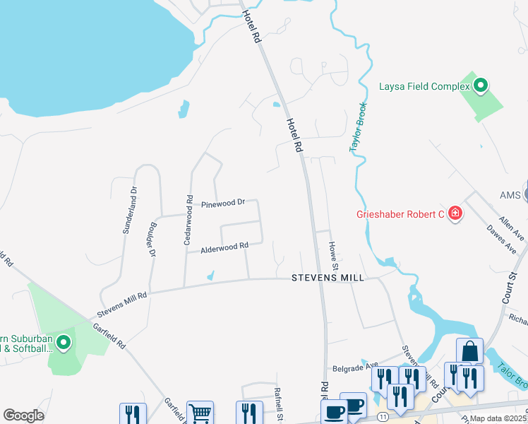 map of restaurants, bars, coffee shops, grocery stores, and more near 41 Edgewood Road in Auburn