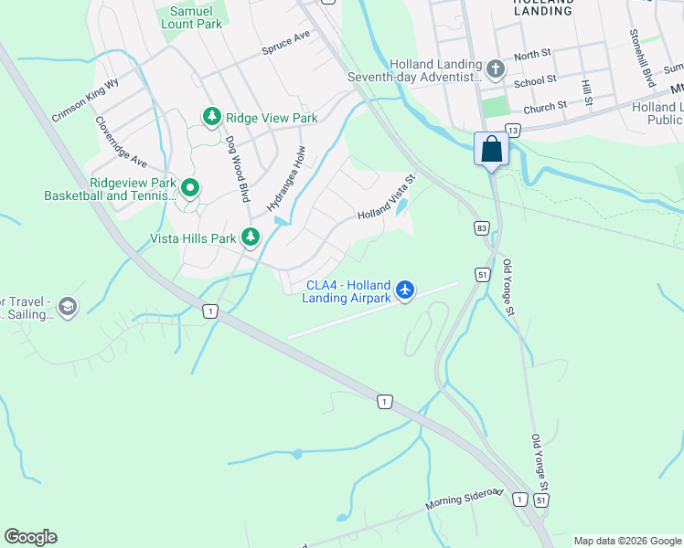 map of restaurants, bars, coffee shops, grocery stores, and more near 60 Terrain Court in East Gwillimbury