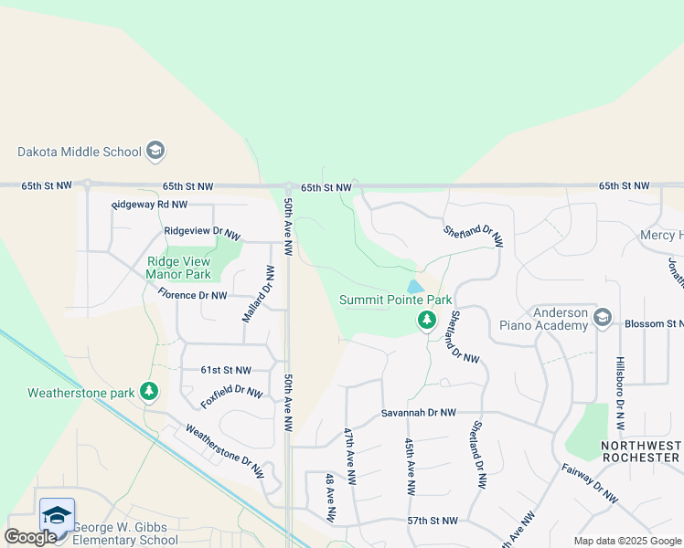 map of restaurants, bars, coffee shops, grocery stores, and more near 6312 Summit Pine Road Northwest in Rochester