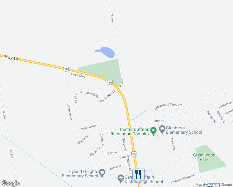 map of restaurants, bars, coffee shops, grocery stores, and more near 301 Col Phillips Drive in Shelburne