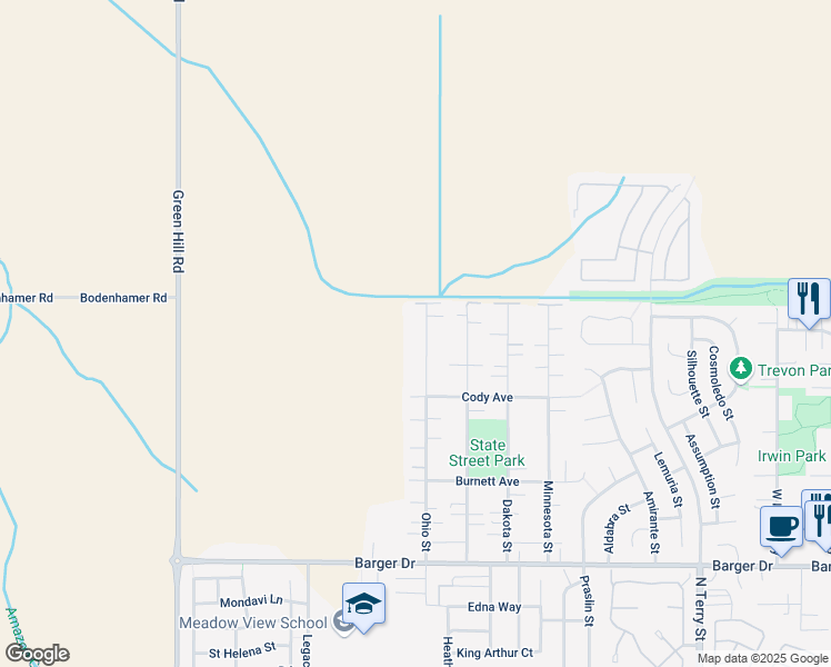 map of restaurants, bars, coffee shops, grocery stores, and more near 2268 Ohio Street in Eugene