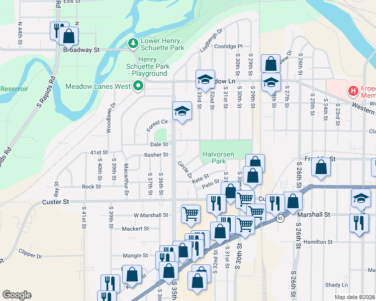 map of restaurants, bars, coffee shops, grocery stores, and more near 820 Redfin Court in Manitowoc