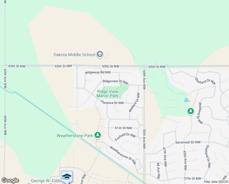 map of restaurants, bars, coffee shops, grocery stores, and more near 5337 Florence Drive Northwest in Rochester