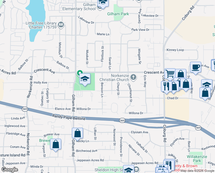 map of restaurants, bars, coffee shops, grocery stores, and more near 2305 Snelling Drive in Eugene