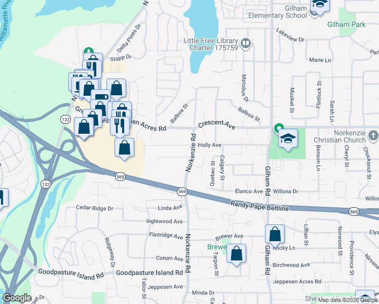 map of restaurants, bars, coffee shops, grocery stores, and more near 1580 Acacia Avenue in Eugene