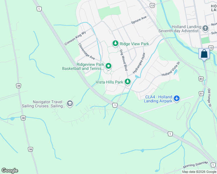 map of restaurants, bars, coffee shops, grocery stores, and more near 39 Tesla Cres in East Gwillimbury