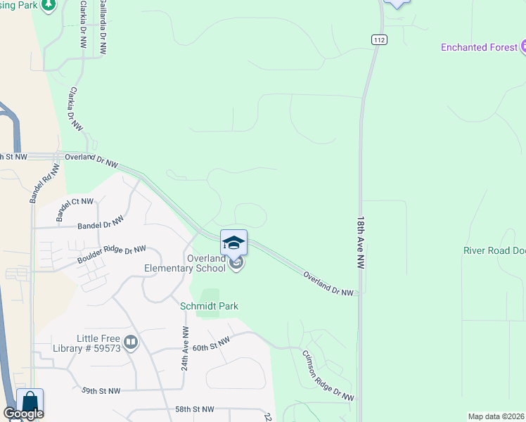 map of restaurants, bars, coffee shops, grocery stores, and more near 2225 Granite Circle Northwest in Rochester