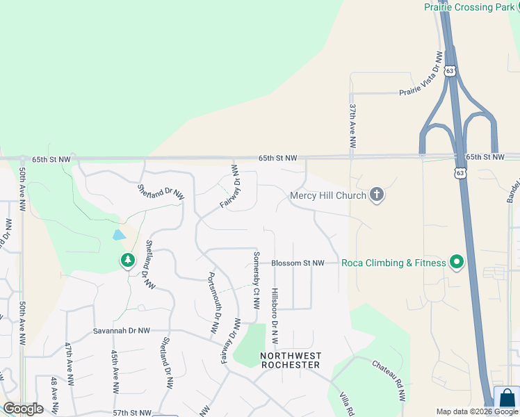 map of restaurants, bars, coffee shops, grocery stores, and more near 4109 Genevieve Place Northwest in Rochester