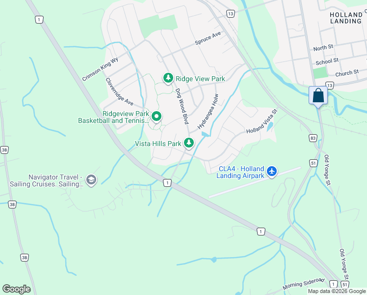 map of restaurants, bars, coffee shops, grocery stores, and more near 2 Tesla Cres in East Gwillimbury