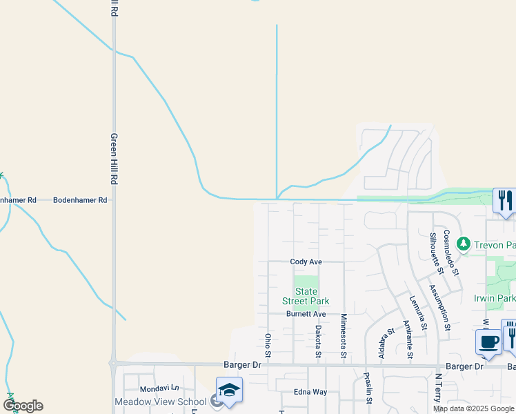 map of restaurants, bars, coffee shops, grocery stores, and more near 2304 Ohio Street in Eugene