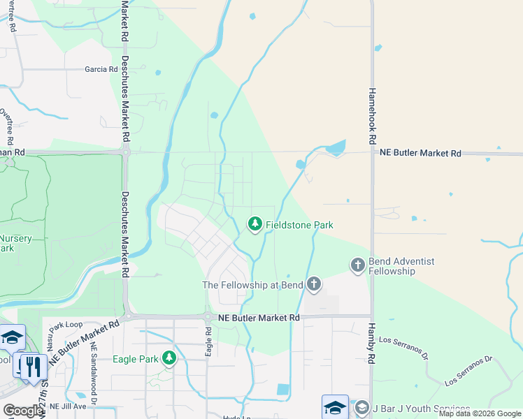 map of restaurants, bars, coffee shops, grocery stores, and more near 63130 Cole Road in Bend