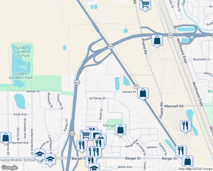 map of restaurants, bars, coffee shops, grocery stores, and more near 4135 Jessen Drive in Eugene