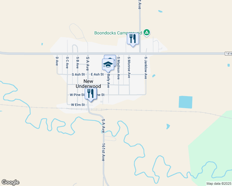 map of restaurants, bars, coffee shops, grocery stores, and more near 310 Pine St in New Underwood