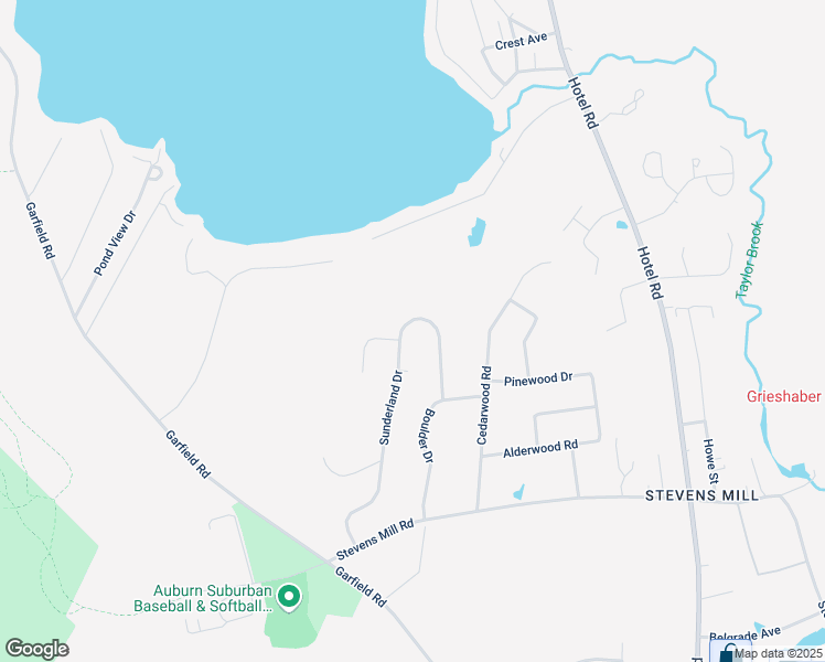 map of restaurants, bars, coffee shops, grocery stores, and more near 88 Sunderland Drive in Auburn