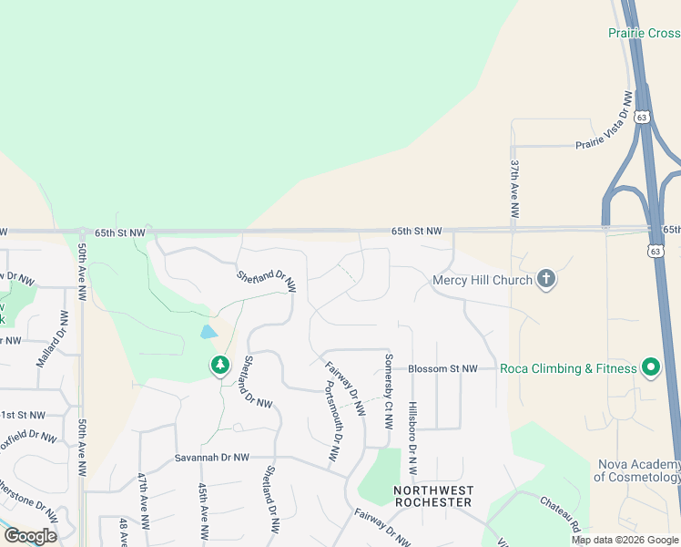 map of restaurants, bars, coffee shops, grocery stores, and more near 4240 Silver Ridge Place Northwest in Rochester
