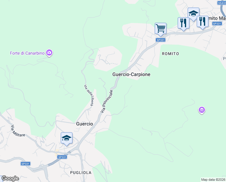 map of restaurants, bars, coffee shops, grocery stores, and more near 2 Via Provinciale in Lerici