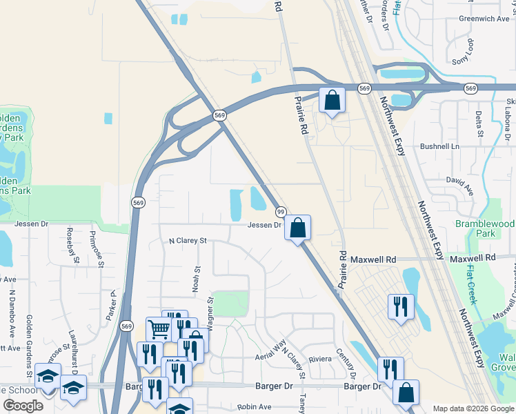 map of restaurants, bars, coffee shops, grocery stores, and more near 4000 Jessen Drive in Eugene