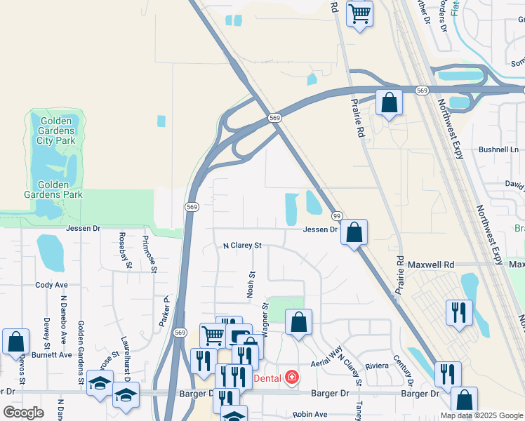 map of restaurants, bars, coffee shops, grocery stores, and more near 4135 Jessen Drive in Eugene