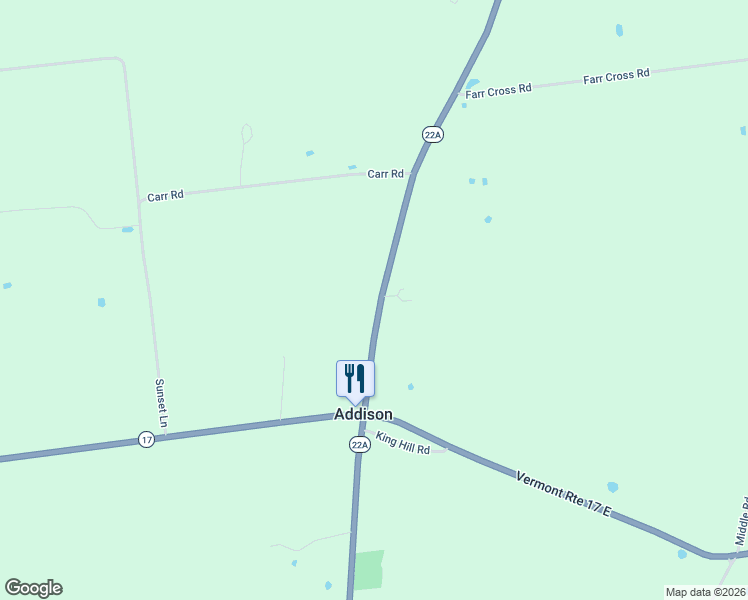 map of restaurants, bars, coffee shops, grocery stores, and more near 4693 Vermont 22A in Addison