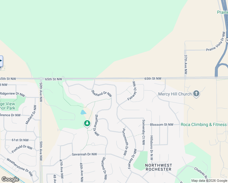 map of restaurants, bars, coffee shops, grocery stores, and more near 6376 Shetland Drive Northwest in Rochester