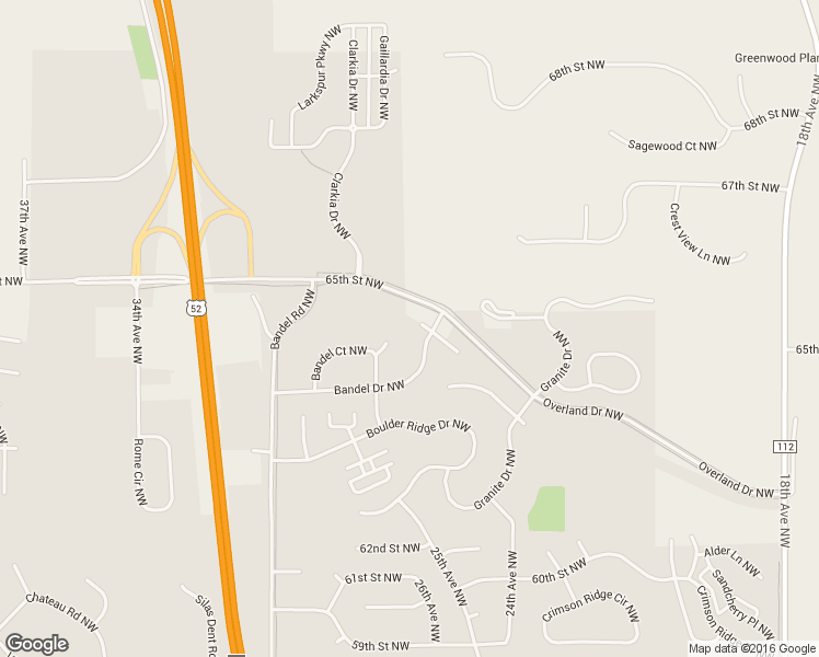 map of restaurants, bars, coffee shops, grocery stores, and more near 6427 Bandel Hills Lane Northwest in Rochester