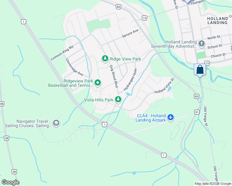 map of restaurants, bars, coffee shops, grocery stores, and more near 66 Dog Wood Boulevard in East Gwillimbury
