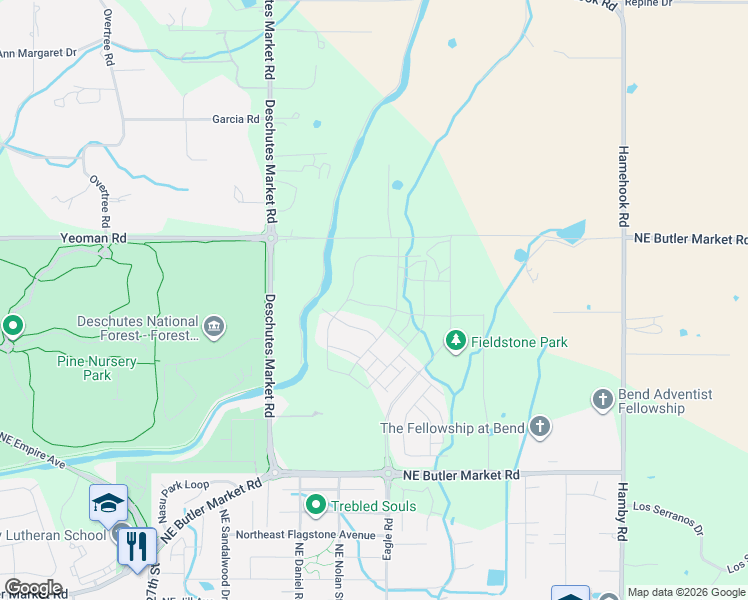 map of restaurants, bars, coffee shops, grocery stores, and more near 63109-63135 Cole Road in Bend