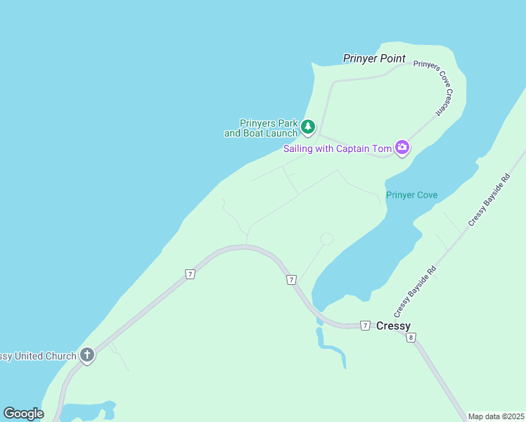 map of restaurants, bars, coffee shops, grocery stores, and more near 35 Prinyers Cove Crescent in Prince Edward