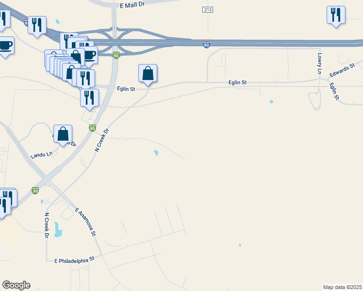 map of restaurants, bars, coffee shops, grocery stores, and more near 846 North Valley Drive in Rapid City