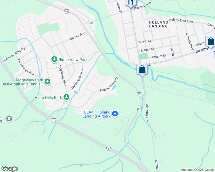 map of restaurants, bars, coffee shops, grocery stores, and more near 102 Holland Vista St in East Gwillimbury