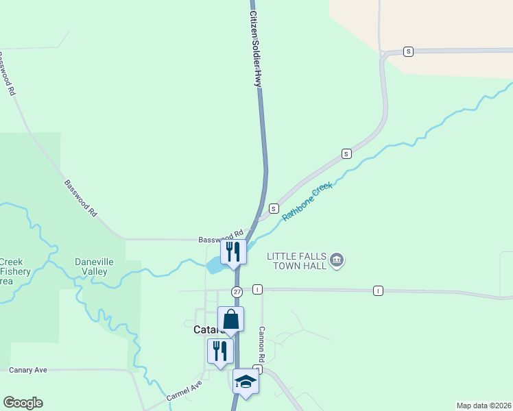 map of restaurants, bars, coffee shops, grocery stores, and more near 5323 Wisconsin 27 in Sparta