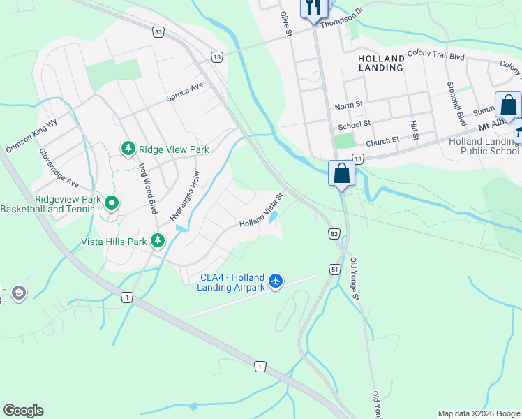 map of restaurants, bars, coffee shops, grocery stores, and more near 104 Holland Vista St in East Gwillimbury