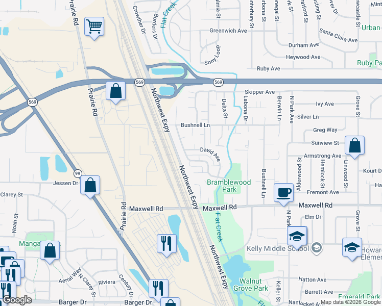 map of restaurants, bars, coffee shops, grocery stores, and more near 1384 David Avenue in Eugene