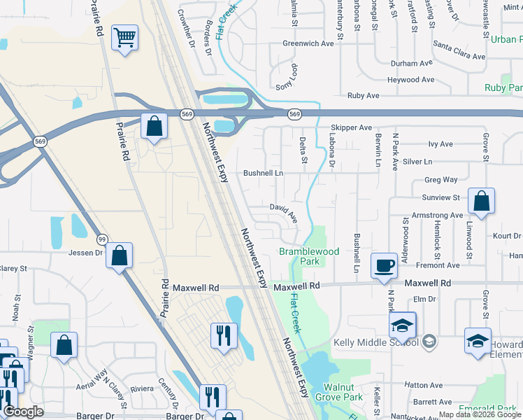 map of restaurants, bars, coffee shops, grocery stores, and more near 1930 Anthony Way in Eugene