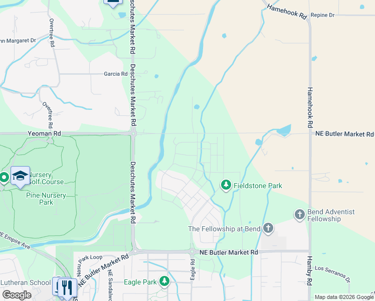 map of restaurants, bars, coffee shops, grocery stores, and more near 63175 Cole Road in Bend