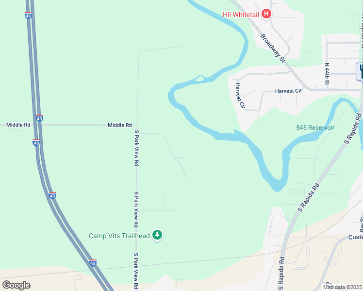 map of restaurants, bars, coffee shops, grocery stores, and more near 1600 Westbury Court in Manitowoc