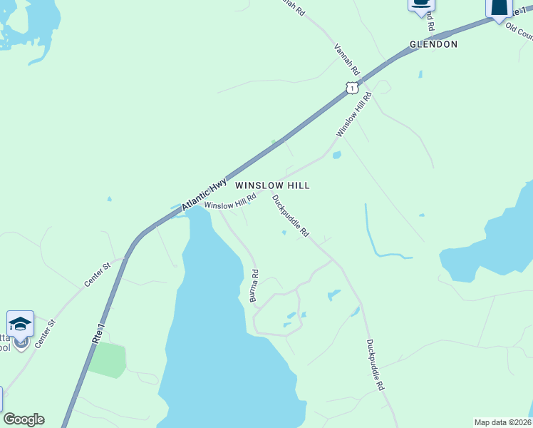 map of restaurants, bars, coffee shops, grocery stores, and more near 26 Duckpuddle Road in Nobleboro