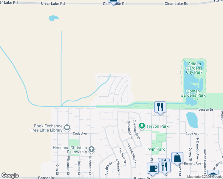 map of restaurants, bars, coffee shops, grocery stores, and more near 2350 North Terry Street in Eugene