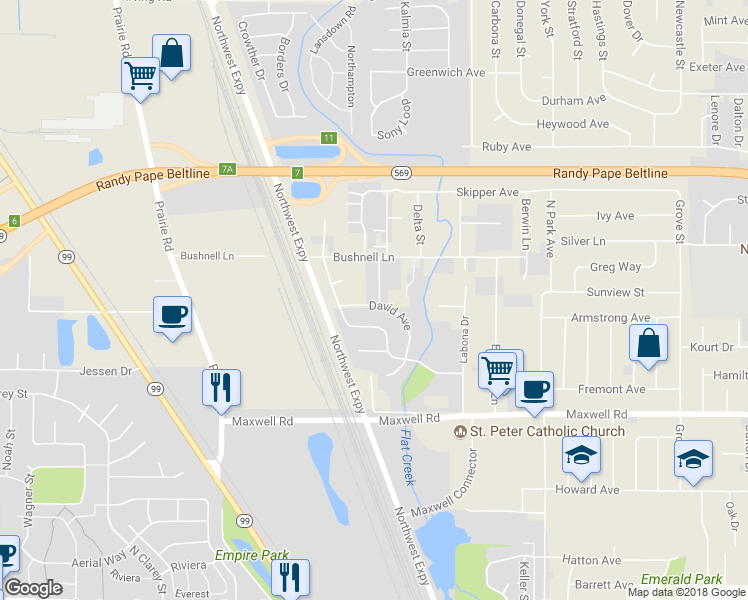 map of restaurants, bars, coffee shops, grocery stores, and more near 1930 Anthony Way in Eugene