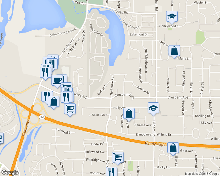 map of restaurants, bars, coffee shops, grocery stores, and more near 2864 Norkenzie Road in Eugene