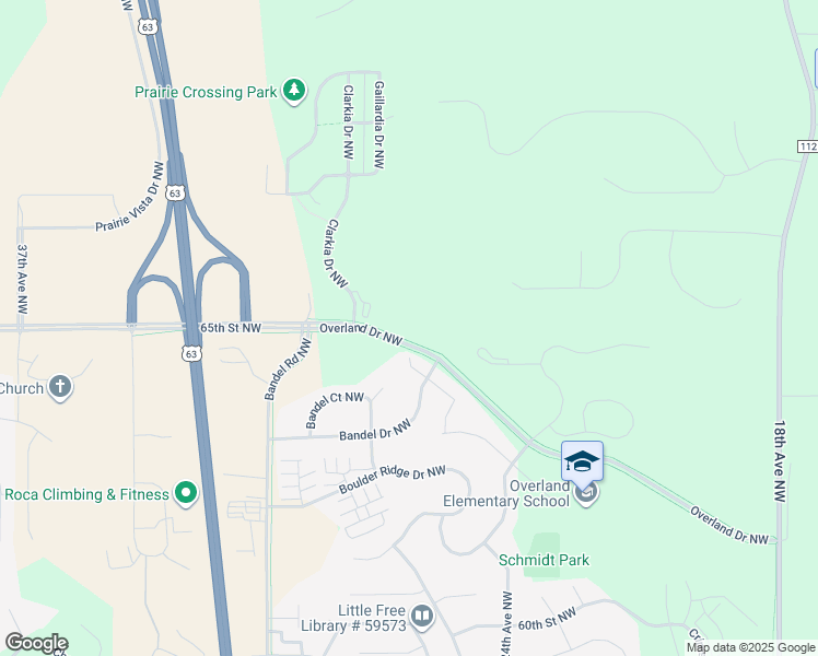 map of restaurants, bars, coffee shops, grocery stores, and more near 6459 Bandel Hills Lane Northwest in Rochester