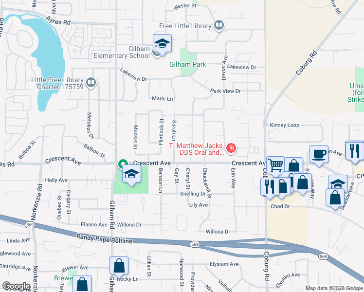 map of restaurants, bars, coffee shops, grocery stores, and more near 2766 Cheryl Street in Eugene