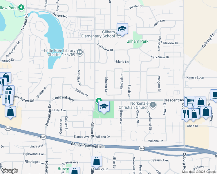 map of restaurants, bars, coffee shops, grocery stores, and more near 2076 Musket Street in Eugene
