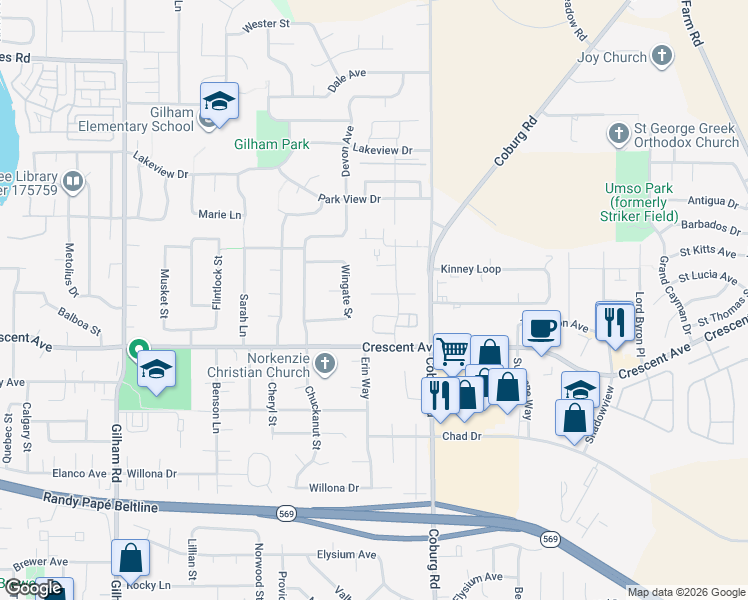 map of restaurants, bars, coffee shops, grocery stores, and more near 2926 Matt Drive in Eugene