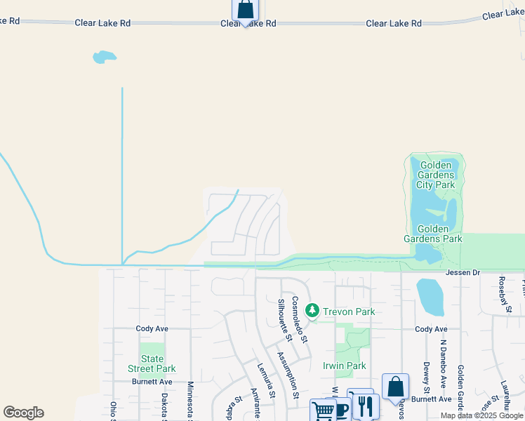 map of restaurants, bars, coffee shops, grocery stores, and more near 2350 North Terry Street in Eugene