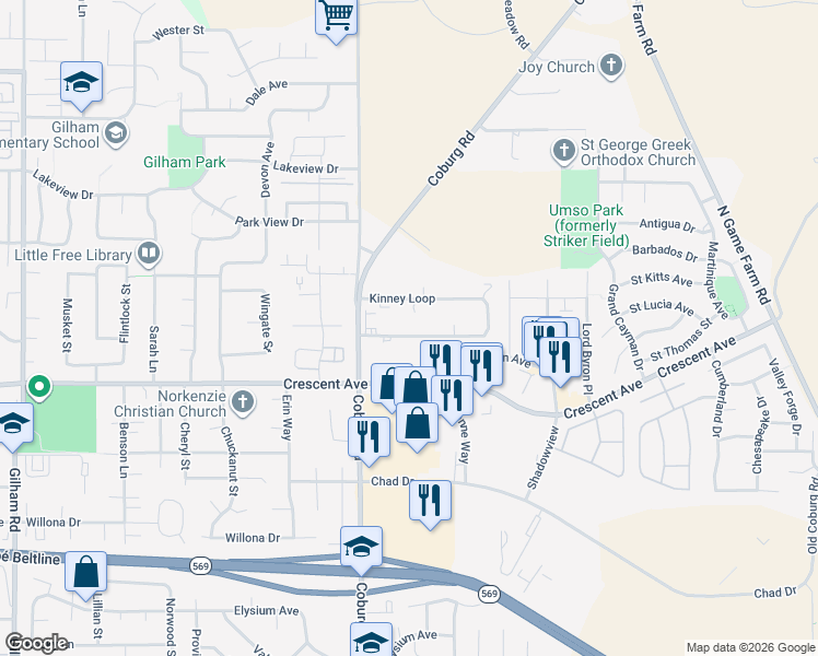map of restaurants, bars, coffee shops, grocery stores, and more near 2890 Kinney Loop in Eugene