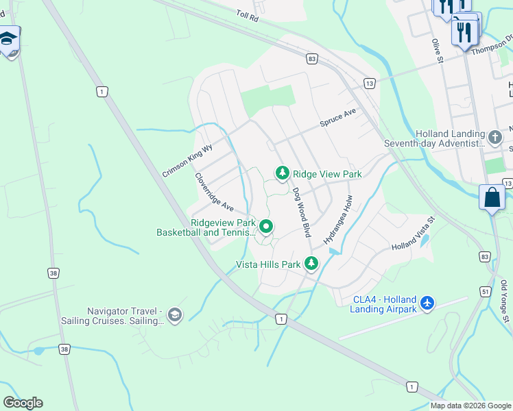 map of restaurants, bars, coffee shops, grocery stores, and more near 102 Frank Kelly Drive in East Gwillimbury