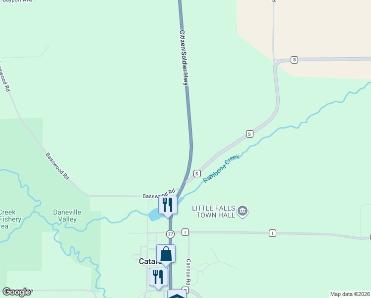 map of restaurants, bars, coffee shops, grocery stores, and more near 5323 Wisconsin 27 in Sparta